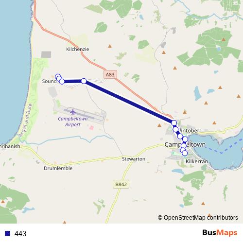 443 bus Line Map