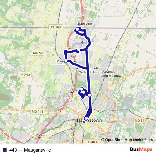 443 bus Line Map