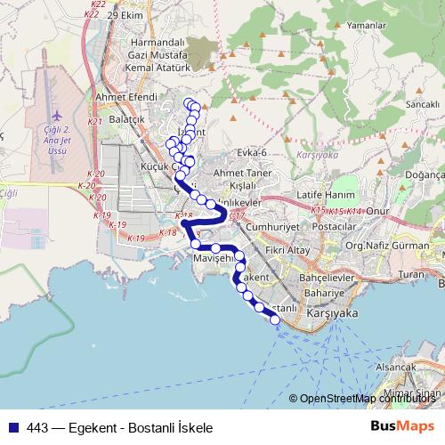 443 bus Line Map