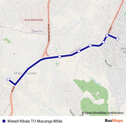 Matadi Kibala TO Masanga Mbila bus Line Map