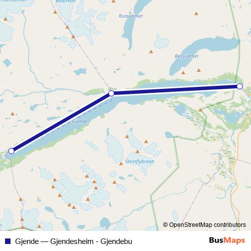 Gjende ferry Line Map