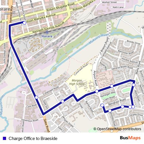 Charge Office to Braeside bus Line Map