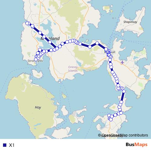 X1 bus Line Map
