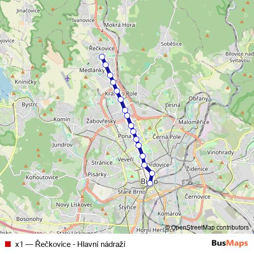 x1 bus Line Map