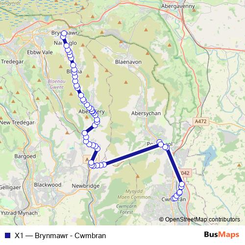X1 bus Line Map
