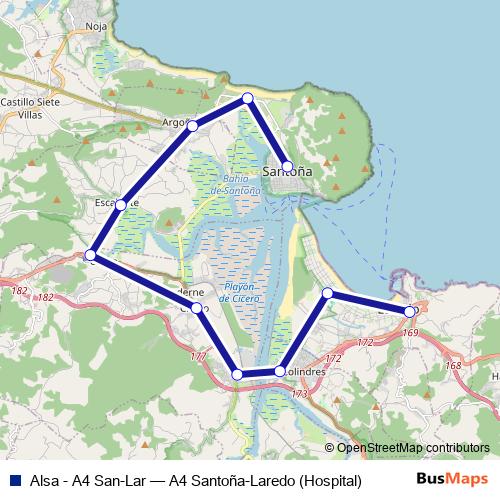 Alsa - A4 San-Lar bus Line Map