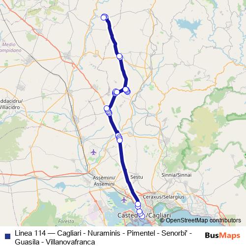 Linea 114 bus Line Map
