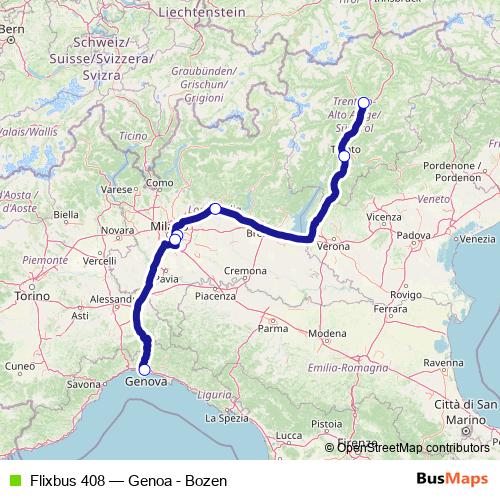 Flixbus 408 bus Line Map