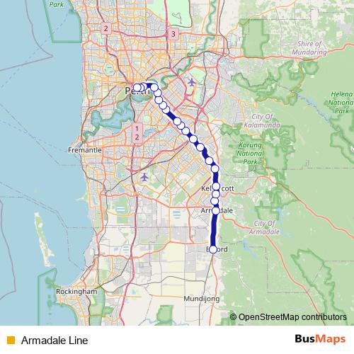 Armadale Line rail Line Map