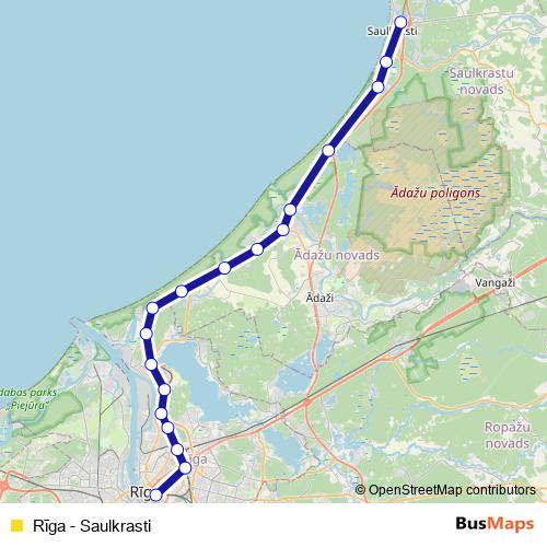 Rīga - Saulkrasti rail Line Map