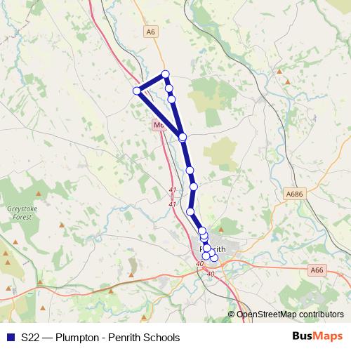 S22 bus Line Map