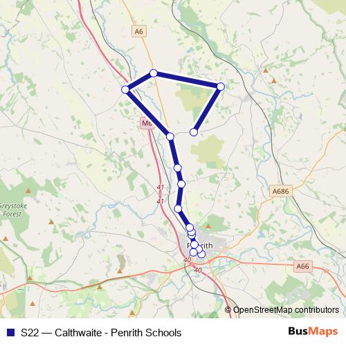 S22 bus Line Map