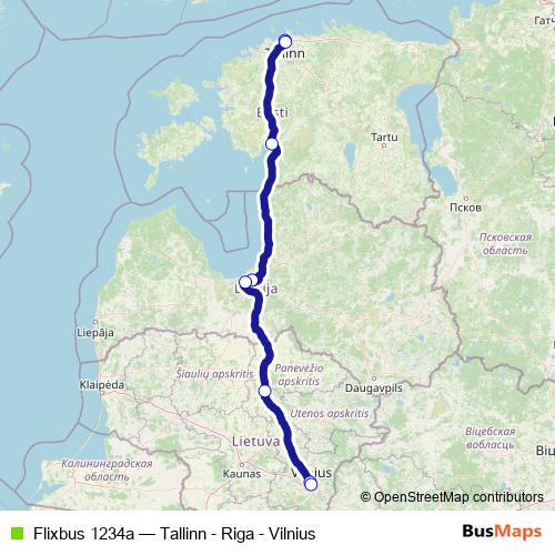 Flixbus 1234a bus Line Map
