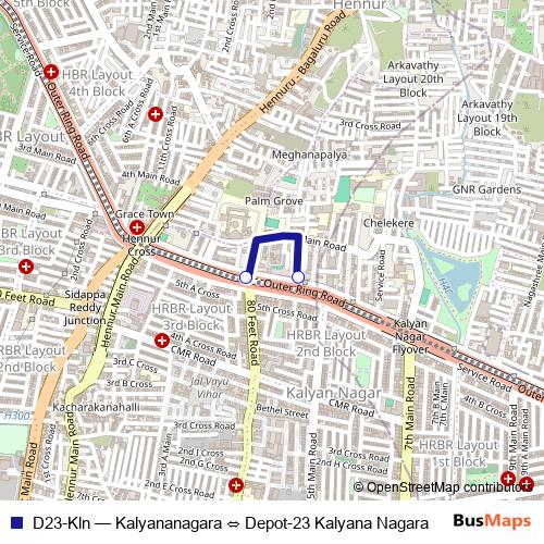 D23-Kln bus Line Map