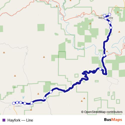 Hayfork bus Line Map