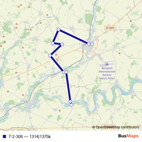 7-2-308 bus Line Map