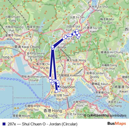 287x bus Line Map