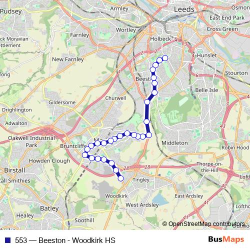 553 bus Line Map
