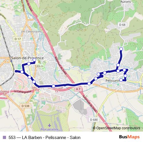 553 bus Line Map
