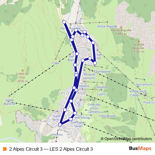 2 Alpes Circuit 3 bus Line Map