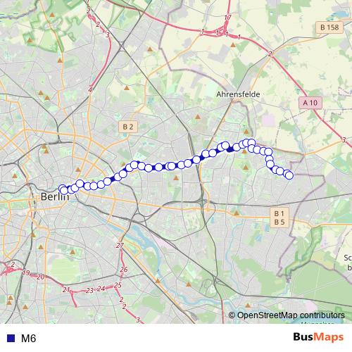 M6 tram Line Map