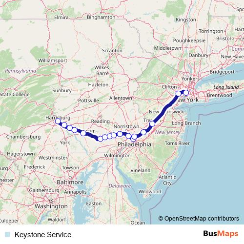 Keystone Service rail Line Map