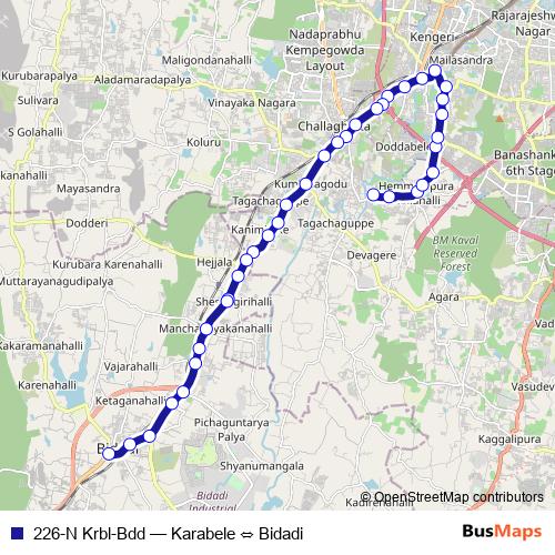 226-N Krbl-Bdd bus Line Map