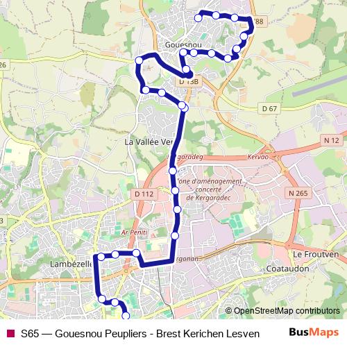 S65 bus Line Map
