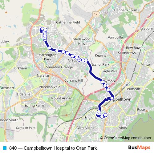 840 bus Line Map