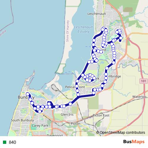 840 bus Line Map