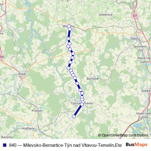 840 bus Line Map
