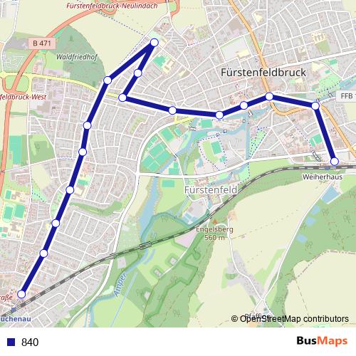 840 bus Line Map