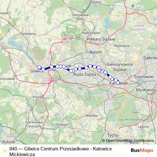 840 bus Line Map
