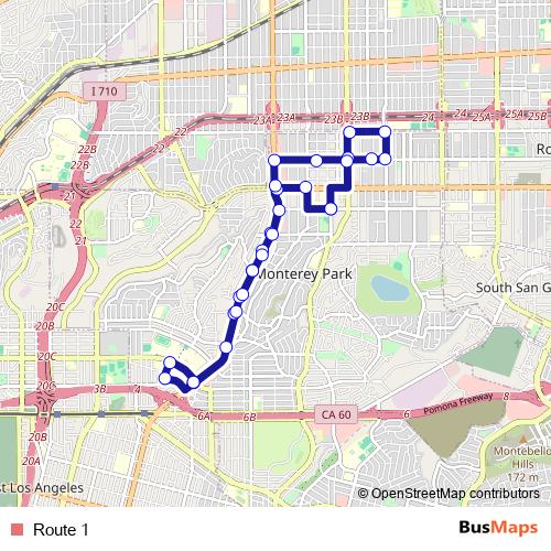 Route 1 bus Line Map