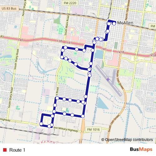 Route 1 bus Line Map