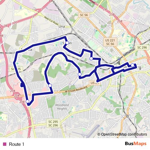 Route 1 bus Line Map