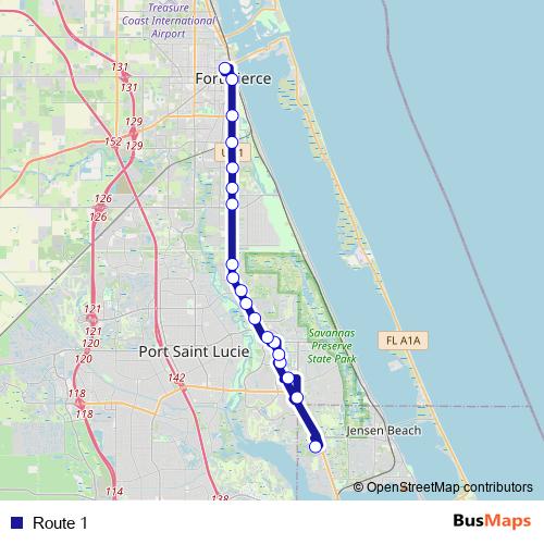 Route 1 bus Line Map