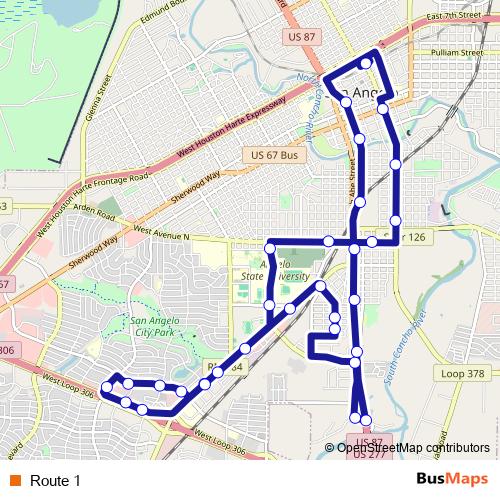 Route 1 bus Line Map