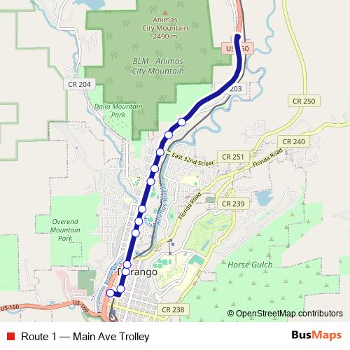 Route 1 bus Line Map