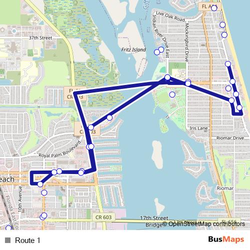 Route 1 bus Line Map