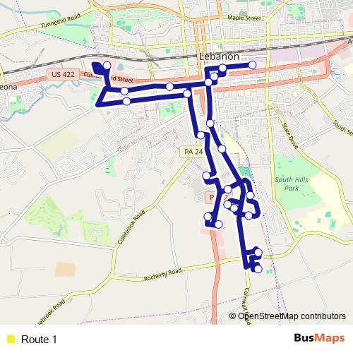 Route 1 bus Line Map