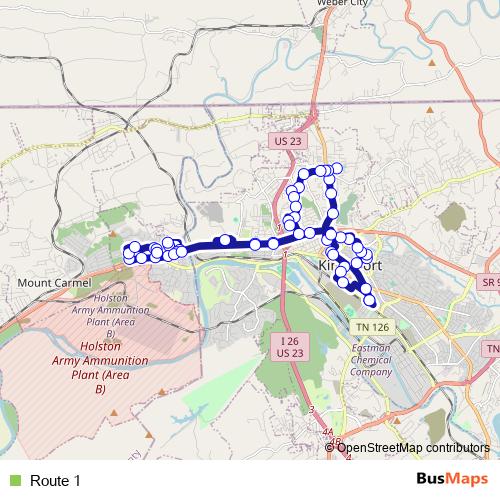 Route 1 bus Line Map