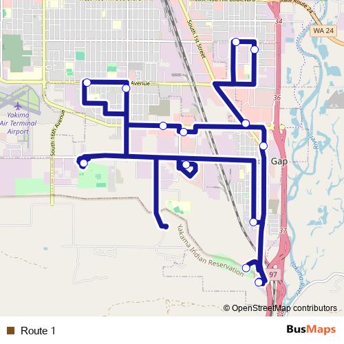 Route 1 bus Line Map