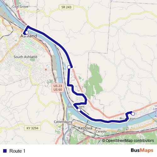 Route 1 bus Line Map