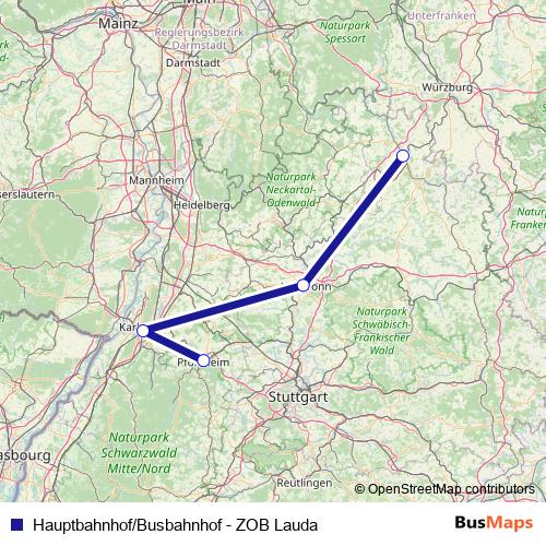 Hauptbahnhof/Busbahnhof - ZOB Lauda rail Line Map