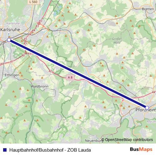 Hauptbahnhof/Busbahnhof - ZOB Lauda rail Line Map