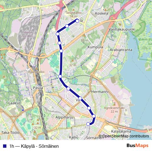 1h tram Line Map