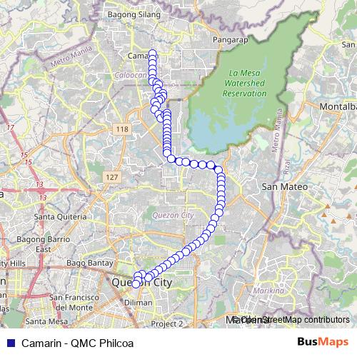 Camarin - QMC Philcoa bus Line Map