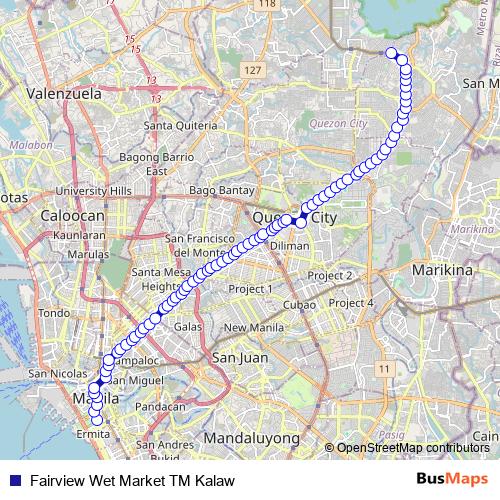 Fairview Wet Market TM Kalaw bus Line Map