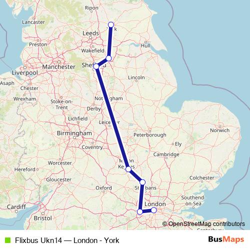 Flixbus Ukn14 bus Line Map